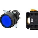 Nút nhấn nhả có đèn OMRON A22NL-BNM-TAA-P100-AA 6VAC/DC D22/25 1NO (Xanh)