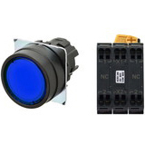 Nút nhấn nhả có đèn OMRON A22NL-BNM-TAA-P202-AC 24VAC/DC D22/25 2NC (Xanh)