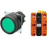 Nút nhấn nhả có đèn OMRON A22NL-BNM-TGA-G202-GC 24VAC/DC D22/25 2NC (Xanh)