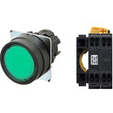 Nút nhấn nhả có đèn OMRON A22NL-BNM-TGA-P100-GC 24VAC/DC D22/25 1NO (Xanh)