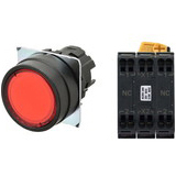 Nút nhấn nhả có đèn OMRON A22NL-BNM-TRA-P202-RA 6VAC/DC D22/25 2NC (Đỏ)