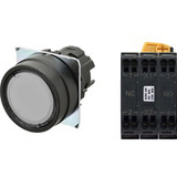 Nút nhấn nhả có đèn OMRON A22NL-BNM-TWA-P102-WD 110VAC D22/25 1NO+1NC (Trắng)