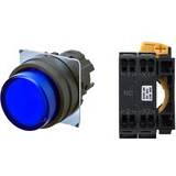 Nút nhấn nhả có đèn OMRON A22NL-BPM-TAA-P002-AC 24VAC/DC D22/25 1NC (Xanh)