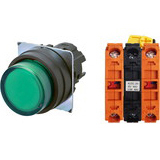 Nút nhấn nhả có đèn OMRON A22NL-BPM-TGA-G202-GE 220VAC D22/25 2NC (Xanh)