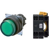 Nút nhấn nhả có đèn OMRON A22NL-BPM-TGA-P002-GA 6VAC/DC D22/25 1NC (Xanh)