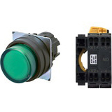 Nút nhấn nhả có đèn OMRON A22NL-BPM-TGA-P100-GD 110VAC D22/25 1NO (Xanh)