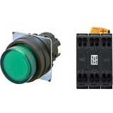 Nút nhấn giữ có đèn OMRON A22NL-BPA-TGA-P102-GB 12VAC/DC D22/25 1NO+1NC (Xanh)