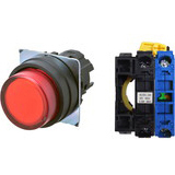 Nút nhấn giữ có đèn OMRON A22NL-BPA-TRA-G100-RA 6VAC/DC D22/25 1NO (Đỏ)