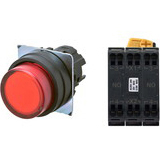 Nút nhấn nhả có đèn OMRON A22NL-BPM-TRA-P101-RC 24VAC/DC D22/25 2NO (Đỏ)