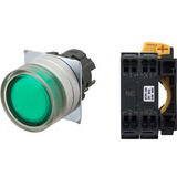 Nút nhấn nhả có đèn OMRON A22NL-MGM-TGA-P002-GA 6VAC/DC D22/25 1NC (Xanh)