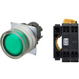 Nút nhấn nhả có đèn OMRON A22NL-MGM-TGA-P100-GD 110VAC D22/25 1NO (Xanh)