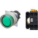 Nút nhấn nhả có đèn OMRON A22NL-MGM-TGA-P100-GA 6VAC/DC D22/25 1NO (Xanh)