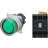 Nút nhấn nhả có đèn OMRON A22NL-MGM-TGA-P101-GE 220VAC D22/25 2NO (Xanh)