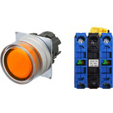 Nút nhấn giữ có đèn OMRON A22NL-MGA-TOA-G101-OA 6VAC/DC D22/25 2NO (Màu cam)