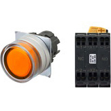 Nút nhấn giữ có đèn OMRON A22NL-MGA-TOA-P102-OA 6VAC/DC D22/25 1NO+1NC (Màu cam)