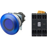 Nút nhấn nhả có đèn OMRON A22NL-MMM-TAA-P202-AD 110VAC D22/25 2NC (Xanh)