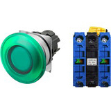 Nút nhấn nhả có đèn OMRON A22NL-MMM-TGA-G101-GC 24VAC/DC D22/25 2NO (Xanh)
