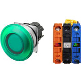 Nút nhấn nhả có đèn OMRON A22NL-MMM-TGA-G102-GC 24VAC/DC D22/25 1NO+1NC (Xanh)