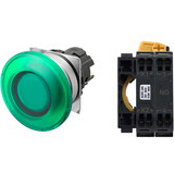 Nút nhấn nhả có đèn OMRON A22NL-MMM-TGA-P100-GE 220VAC D22/25 1NO (Xanh)