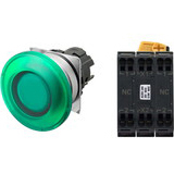 Nút nhấn nhả có đèn OMRON A22NL-MMM-TGA-P202-GC 24VAC/DC D22/25 2NC (Xanh)