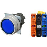 Nút nhấn nhả có đèn OMRON A22NL-MNM-TAA-G102-AA 6VAC/DC D22/25 1NO+1NC (Xanh)