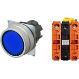Nút nhấn nhả có đèn OMRON A22NL-MNM-TAA-G202-AE 220VAC D22/25 2NC (Xanh)