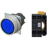 Nút nhấn nhả có đèn OMRON A22NL-MNM-TAA-P002-AE 220VAC D22/25 1NC (Xanh)