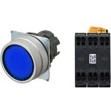 Nút nhấn nhả có đèn OMRON A22NL-MNM-TAA-P101-AB 12VAC/DC D22/25 2NO (Xanh)