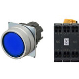 Nút nhấn nhả có đèn OMRON A22NL-MNM-TAA-P102-AC 24VAC/DC D22/25 1NO+1NC (Xanh)