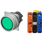 Nút nhấn nhả có đèn OMRON A22NL-MNM-TGA-G102-GC 24VAC/DC D22/25 1NO+1NC (Xanh)