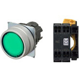 Nút nhấn nhả có đèn OMRON A22NL-MNM-TGA-P002-GC 24VAC/DC D22/25 1NC (Xanh)