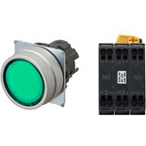 Nút nhấn nhả có đèn OMRON A22NL-MNM-TGA-P102-GE 220VAC D22/25 1NO+1NC (Xanh)