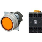 Nút nhấn nhả có đèn OMRON A22NL-MNM-TOA-P102-OA 6VAC/DC D22/25 1NO+1NC (Màu cam)