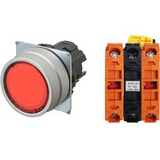 Nút nhấn nhả có đèn OMRON A22NL-MNM-TRA-G202-RC 24VAC/DC D22/25 2NC (Đỏ)