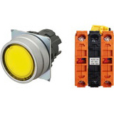 Nút nhấn nhả có đèn OMRON A22NL-MNM-TYA-G202-YC 24VAC/DC D22/25 2NC (Vàng)