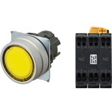 Nút nhấn nhả có đèn OMRON A22NL-MNM-TYA-P202-YA 6VAC/DC D22/25 2NC (Vàng)