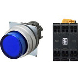 Nút nhấn giữ có đèn OMRON A22NL-MPA-TAA-P102-AA 6VAC/DC D22/25 1NO+1NC (Xanh)