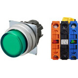 Nút nhấn nhả có đèn OMRON A22NL-MPM-TGA-G102-GE 220VAC D22/25 1NO+1NC (Xanh)