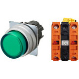 Nút nhấn nhả có đèn OMRON A22NL-MPM-TGA-G202-GB 12VAC/DC D22/25 2NC (Xanh)