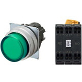 Nút nhấn nhả có đèn OMRON A22NL-MPM-TGA-P102-GB 12VAC/DC D22/25 1NO+1NC (Xanh)