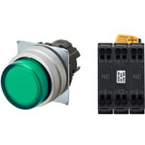 Nút nhấn giữ có đèn OMRON A22NL-MPA-TGA-P202-GB 12VAC/DC D22/25 2NC (Xanh)