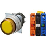 Nút nhấn nhả có đèn OMRON A22NL-MPM-TYA-G102-YE 220VAC D22/25 1NO+1NC (Vàng)