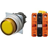 Nút nhấn nhả có đèn OMRON A22NL-MPM-TYA-G202-YE 220VAC D22/25 2NC (Vàng)