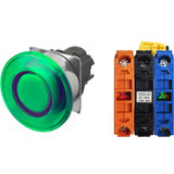 Nút nhấn nhả có đèn OMRON A22NL-RMM-TGA-G102-GA 6VAC/DC D22/25 1NO+1NC (Xanh)