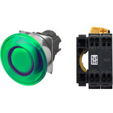 Nút nhấn nhả có đèn OMRON A22NL-RMM-TGA-P100-GE 220VAC D22/25 1NO (Xanh)