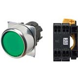 Nút nhấn nhả có đèn OMRON A22NL-RNM-TGA-P002-GA 6VAC/DC D22/25 1NC (Xanh)