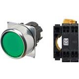 Nút nhấn nhả có đèn OMRON A22NL-RNM-TGA-P100-GC 24VAC/DC D22/25 1NO (Xanh)