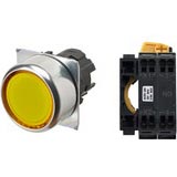 Nút nhấn nhả có đèn OMRON A22NL-RNM-TYA-P100-YC 24VAC/DC D22/25 1NO (Vàng)