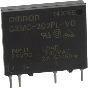 Rơ le bán dẫn OMRON G3MC-202P-VD DC24 Điện áp ngõ vào: 24VDC; Số pha của tải: 1 pha; Điện áp tải: 100...240VAC; Dòng điện tải: 2A; Đặc điểm chuyển mạch: Zero-cross