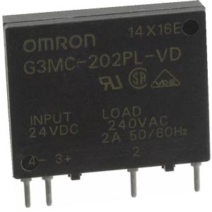 Rơ le bán dẫn OMRON G3MC-202PL-VD DC24 Điện áp ngõ vào: 24VDC; Số pha của tải: 1 pha; Điện áp tải: 100...240VAC; Dòng điện tải: 2A